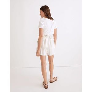 NWT Madewell Linen-Blend Pull-On Paperbag Shorts Undyed Stripe Edition Size XS